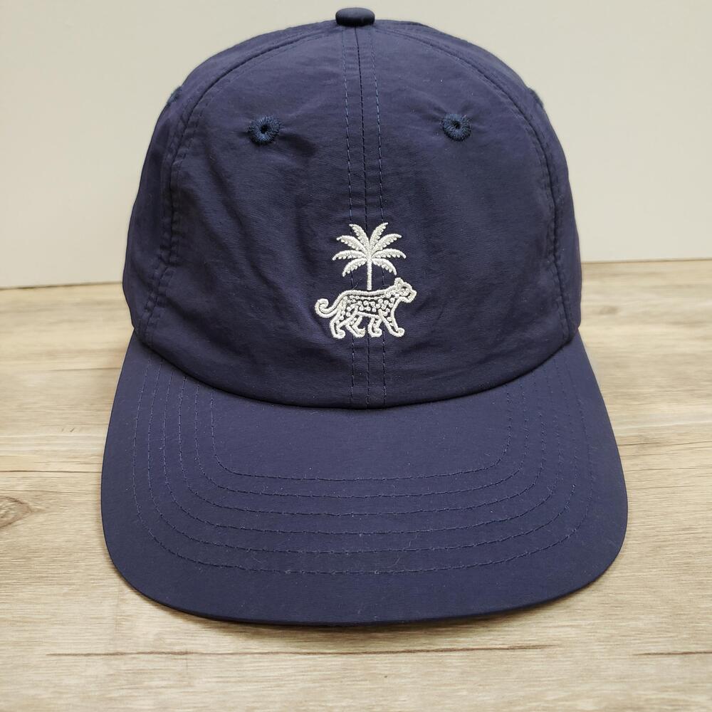 Tidy Hat Cap Strap Back Mens One Size Blue Palm Tree Leopard Nylon Embroidered